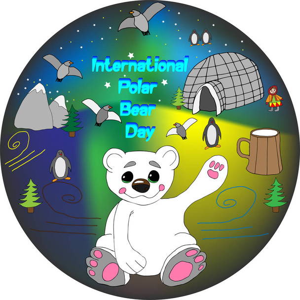 Dia Internacional do Urso Polar. 27 de Fevereiro. Ilustração do vetor
 - Vetor, Imagem