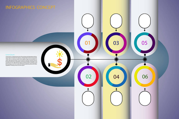 Векторный инфографический бизнес-шаблон с 6 шагами
. - Фото, изображение