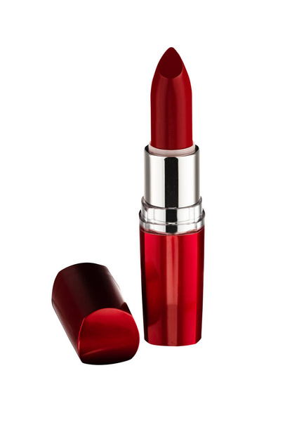 Rode lippenstift geïsoleerd op witte achtergrond. Modern design - Foto, afbeelding