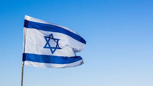 evolving on a wind Israeli flag background wallpaper pattern empty copy spa - Photo, Image