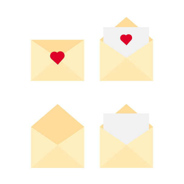 Это конверт и бумага, сердце. Любовное письмо на белом фоне
. - Фото, изображение