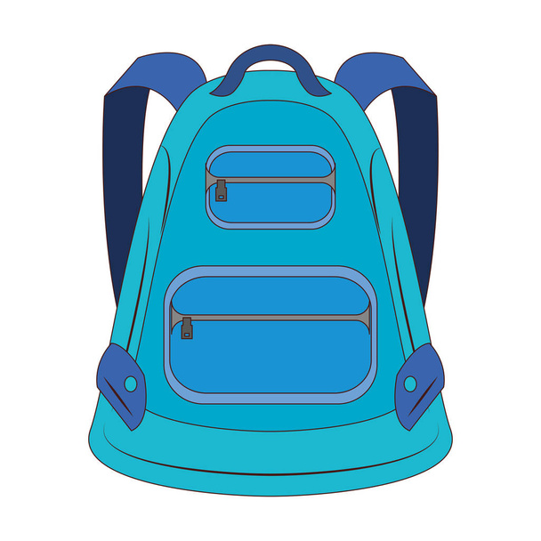 Backpack school utensil isolated cartoon - Vector, Image