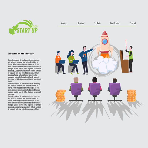 Web sayfası, afiş, sunum, sosyal medya için Business Start Up Concept. Vektör illüstrasyonu. - Vektör, Görsel