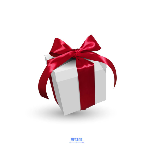 geschenkdoos met rode strik - Vector, afbeelding