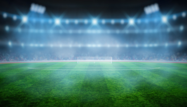 Stadion piłkarski z oświetleniem - Zdjęcie, obraz