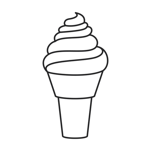 Ice cream in cone vector icon.Line vector icon isolated on white background ice cream in cone. - Vector, imagen