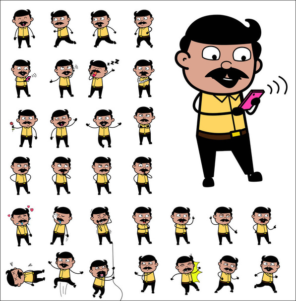 Комический индейский человек - набор векторных иллюзий
 - Вектор,изображение