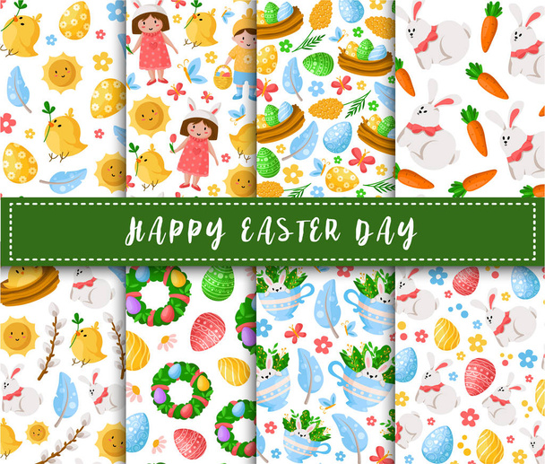 cartoon easter day seamless pattern - ベクター画像