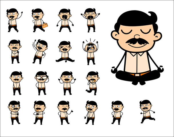 Comic Indian Man Poses - Collection of Concepts Vector illustrat - Vector, Image