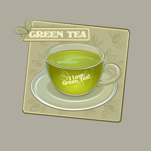 Vector illustration of cup of green tea  - Вектор,изображение
