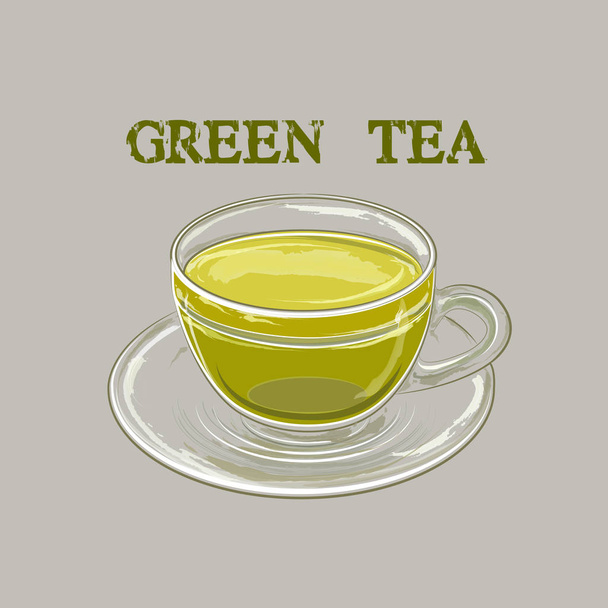 Vector illustration of cup of green tea  - Διάνυσμα, εικόνα