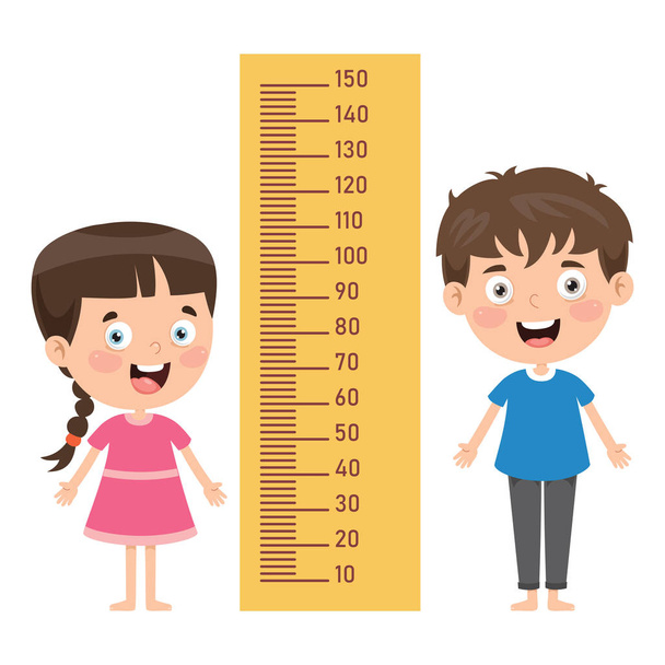 Misura dell'altezza per i bambini piccoli
 - Vettoriali, immagini