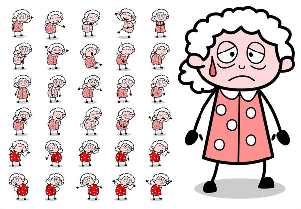 Αστεία Διάφορα Παλιά Granny Χαρακτήρας - Συλλογή από Έννοιες Vect - Διάνυσμα, εικόνα