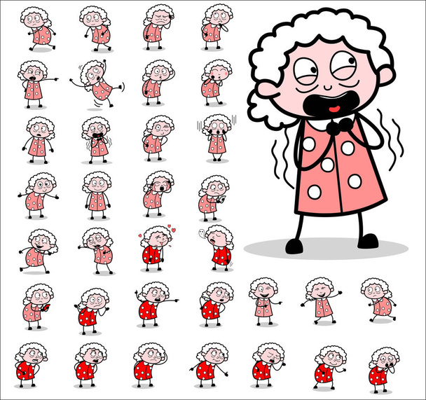 Vintage Old Granny Character Concepts - Different Vector illustr - Vector, Image