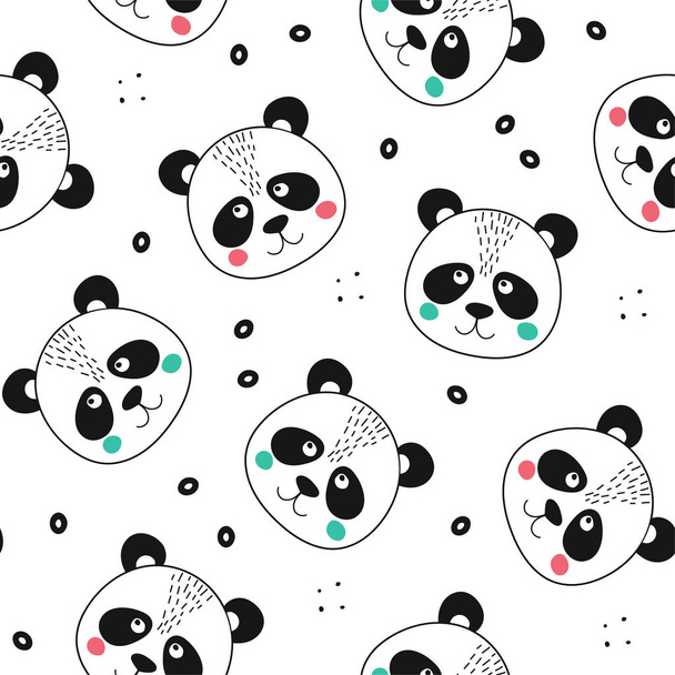 Seamless pattern with cute panda - Вектор, зображення