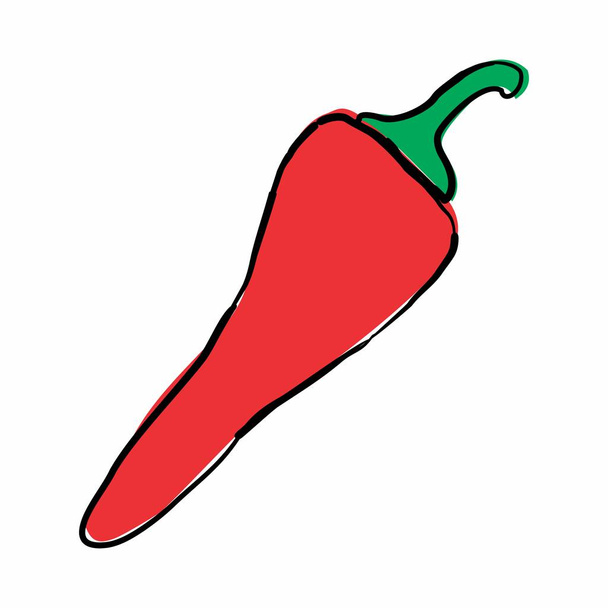 Red pepper freehand icon - Vector, Image