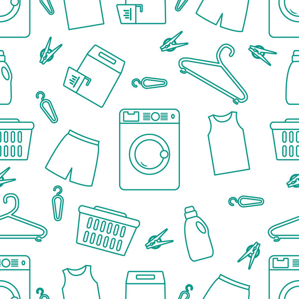 Vector Pattern Laundry service Washing clothes - Vector, Image
