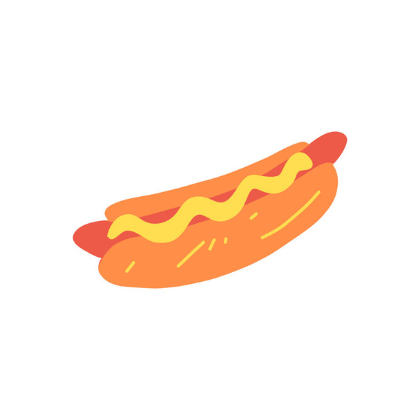 Bannière lumineuse hot dog dessinée à la main, dessin animé plat
. - Vecteur, image