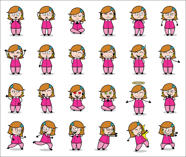 Various Poses Collection of Housewife - Set of Concepts Vector i - Vector, Image