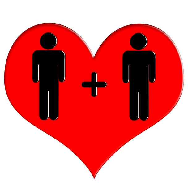 Červené srdce ikona muž a muž - Fotografie, Obrázek