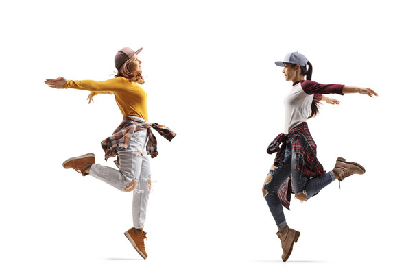 Two women dancing hip-hop style - Zdjęcie, obraz