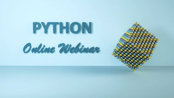 3D ilustracja Pythona online webinar reklamy. Internetowy baner edukacyjny. Koncepcja kodowania. Naucz się kodować język programowania Pythona. E-learning. - Zdjęcie, obraz