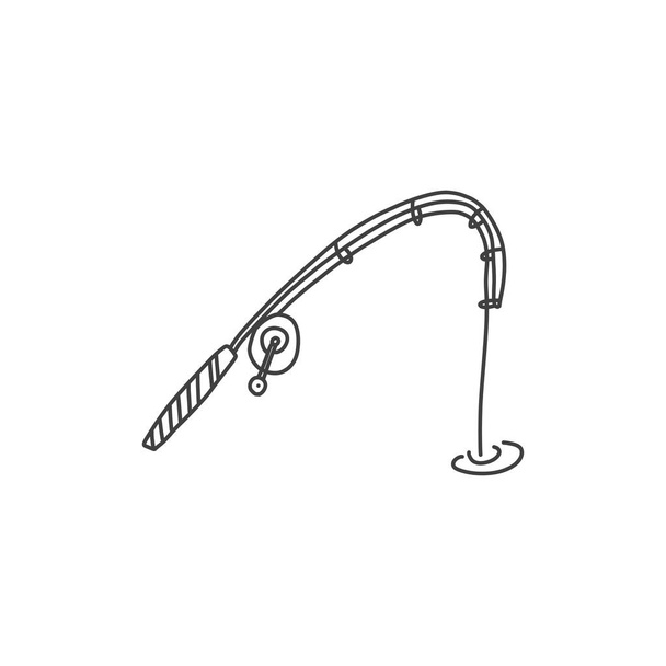 Bright flyer, fishing rod sketch hand drawn fish. - Vector, Image