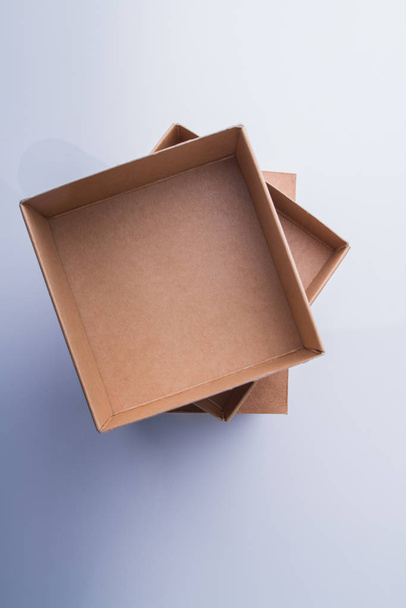 Stack of three cardboard boxes, top view. - Foto, immagini