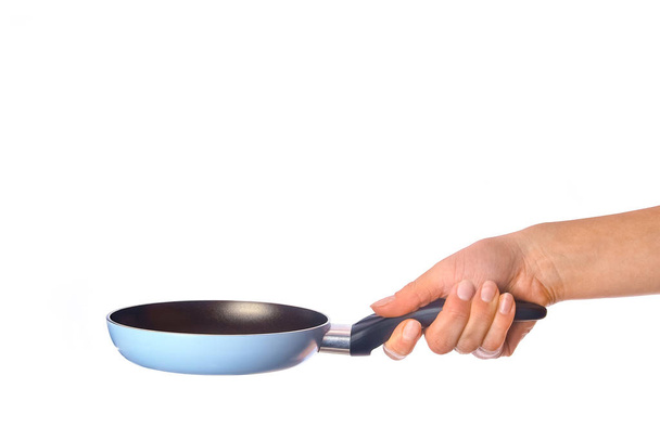 pan in hands on a white background - Foto, Imagem