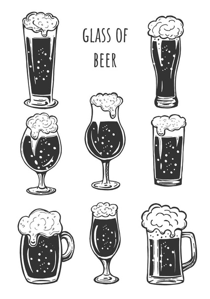 Diferentes tipos de vasos de cerveza
 - Vector, Imagen
