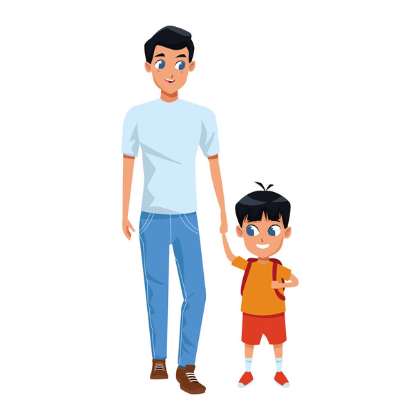 Cartoon vader en zoon icoon, plat ontwerp - Vector, afbeelding