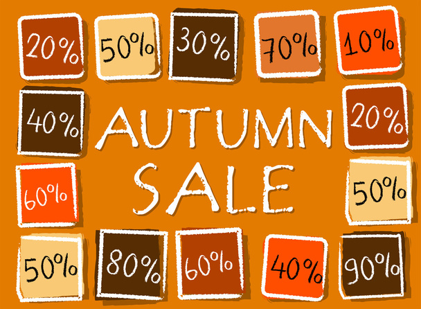 herfst verkoop en percentages in vierkantjes - retro oranje label dat u - Foto, afbeelding