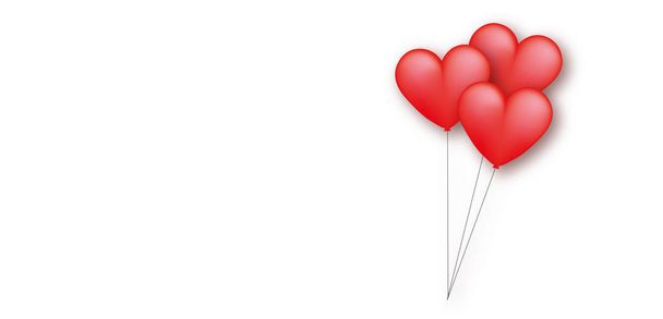 Valentines motive with red balloons on white background with copy space. - Photo, Image