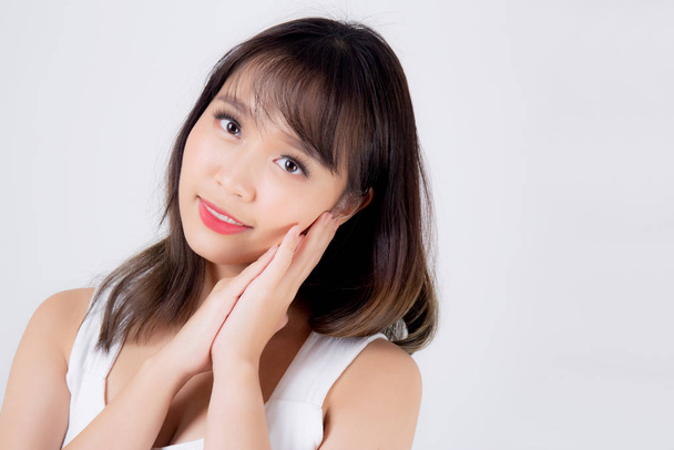 Gyönyörű nő ázsiai smink kozmetikai, szépség ázsiai lány kéz  - Fotó, kép