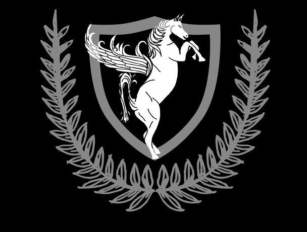 Black and white horse vector art - Vettoriali, immagini
