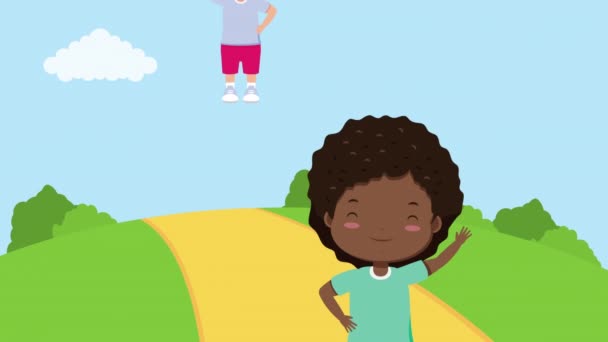 interraciale kleine meisjes in het park personages - Video