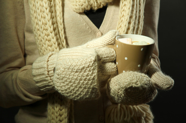 Female hands with hot drink, close-up - Photo, image