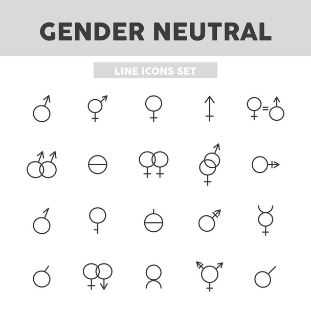 Geslacht neutrale eenvoudige set line icons.Vector illustratie symbool elementen voor web design - Vector, afbeelding