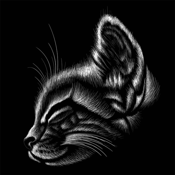 入れ墨や布のデザインのための猫のロゴ、単にベクターイラスト   - ベクター画像