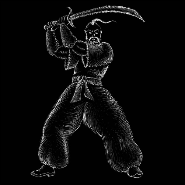 Cossack on black, simply vector illustration   - Vector, Image