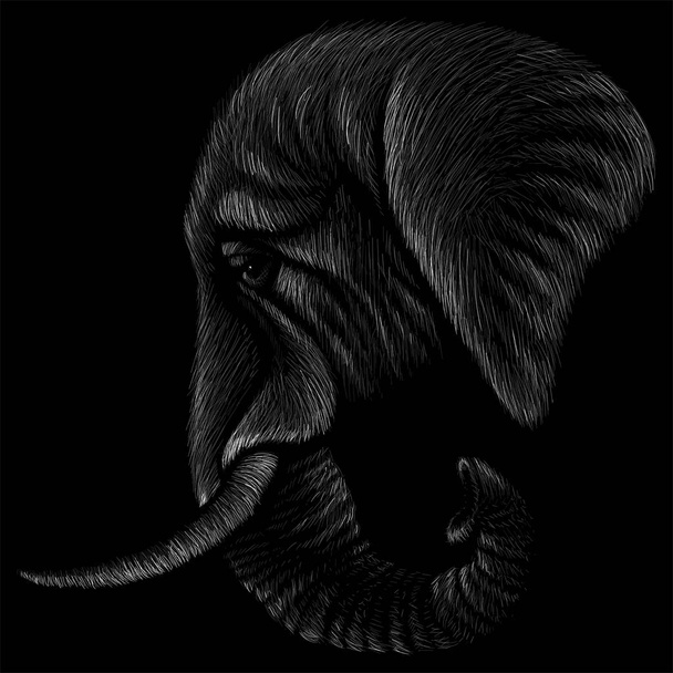 Elefant monochromes Plakat, einfach Vektorillustration   - Vektor, Bild