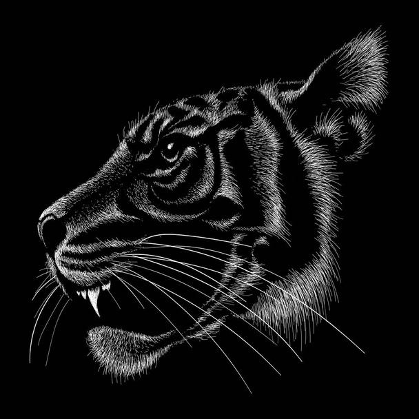 Logo des Tigers für Tätowierung oder Stoffdesign, einfach Vektorillustration   - Vektor, Bild