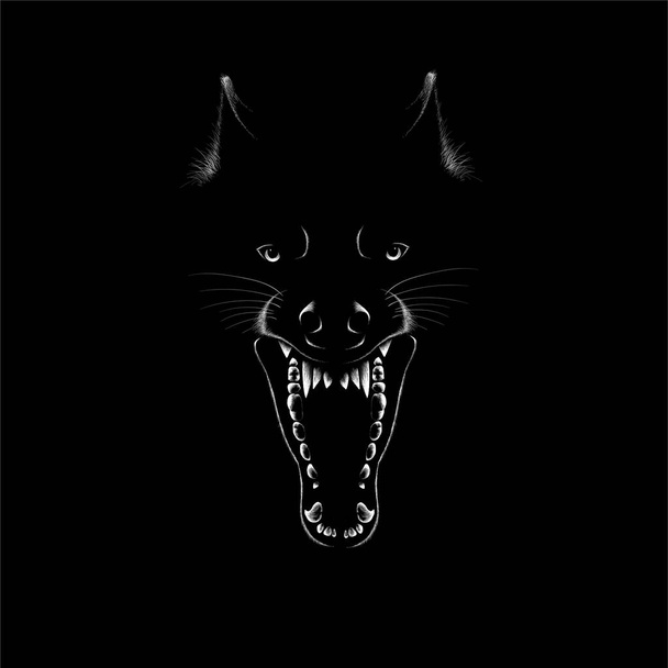 логотип собаки или волка для дизайна татуировки или ткани, просто векторная иллюстрация   - Вектор,изображение