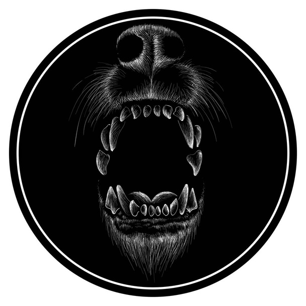 logo de chien ou loup pour tatouage ou conception de tissu, illustration simplement vectorielle   - Vecteur, image