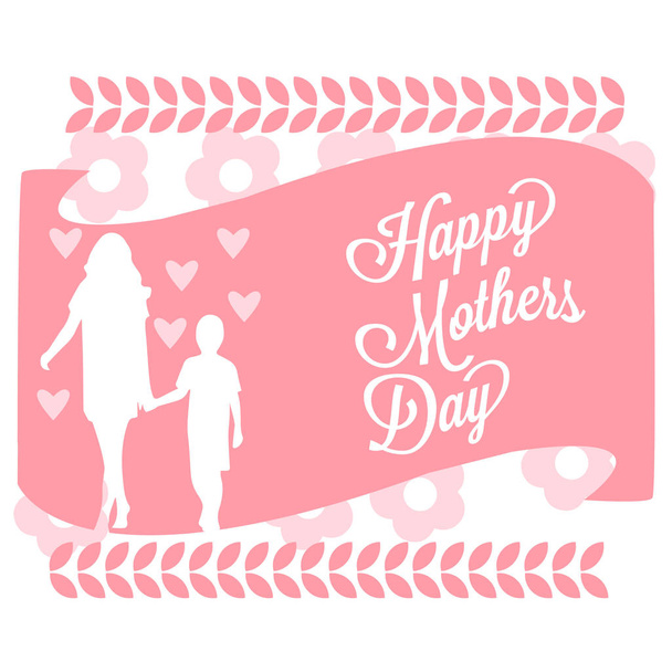 happy mother's day vector illustration for background or greeting card design template. mom and kid. - Vecteur, image