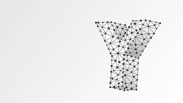 Aakkoskirje Y. Abstrakti digitaalinen langallinen runko, matala poly mesh, vektori valkoinen origami 3d kuvitus. Suurikokoisen englanninkielisen kirjeen suunnittelu. Banneri, malli tai kuvio. Rivipiste
 - Vektori, kuva
