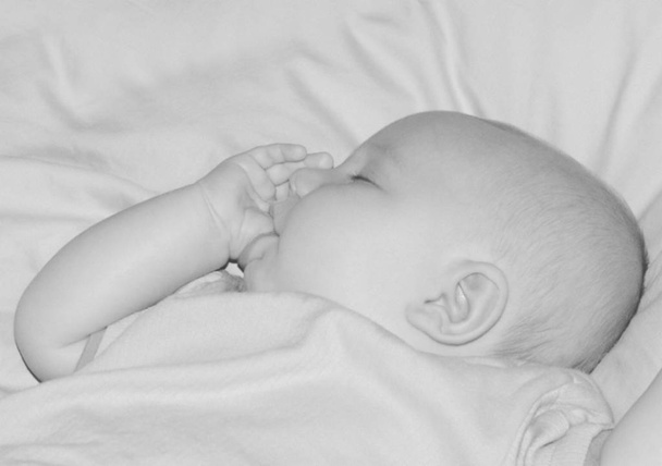 かわいい赤ちゃんのクローズアップポートレート - 写真・画像