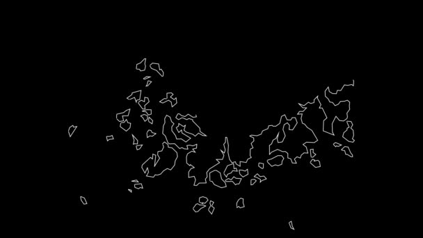 Jeollanam Korea Południowa mapa prowincji zarys animacji - Materiał filmowy, wideo