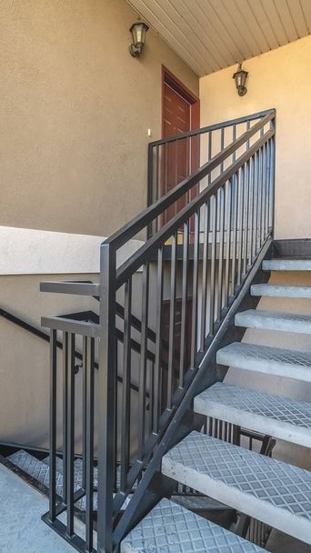 Vertical frame Interior open tread steps in an apartment block - Photo, Image