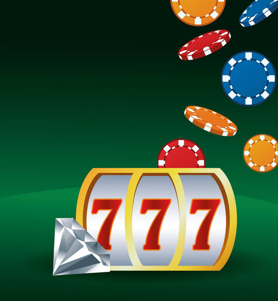 nyerőgép gyémánt és zseton fogadás játék szerencsejáték kaszinó - Vektor, kép